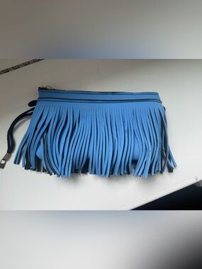 Save My Bag Neoprene Fringe Clutch in Sky Blue
